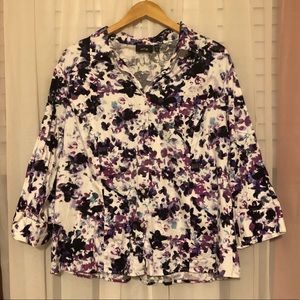 Apt. 9 White Floral Button-down (2X)